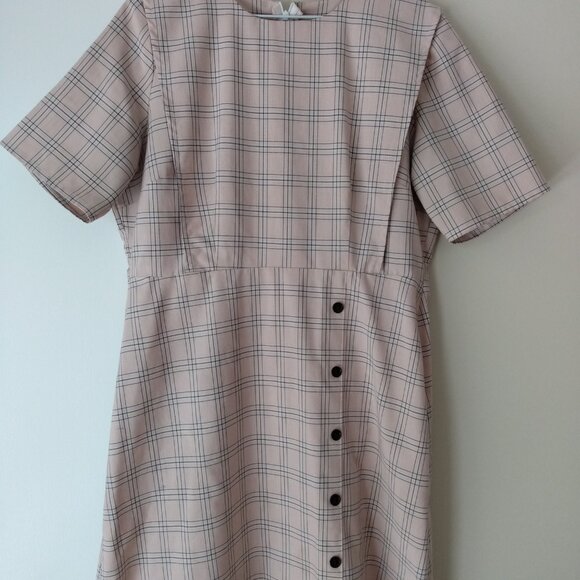 Amish Mennonite Cape Dress 42"B 35"W Pink Plaid Cotton Blend Long - Picture 2 of 11